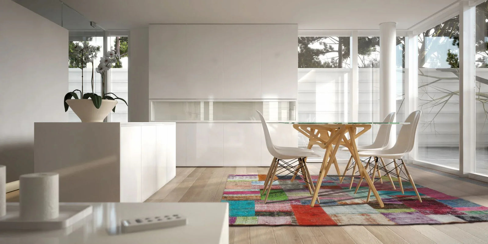 Tapis Up Square Multicolore – Patchwork Laine & Coton Recyclés - Tapis Contemporains à Prix Outlet - Bel-Deco