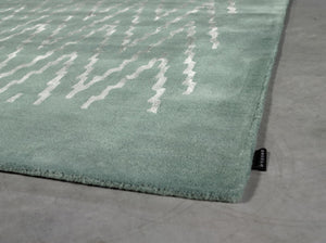 Tapis Laine Viscose motifs zigzag bleu argenté