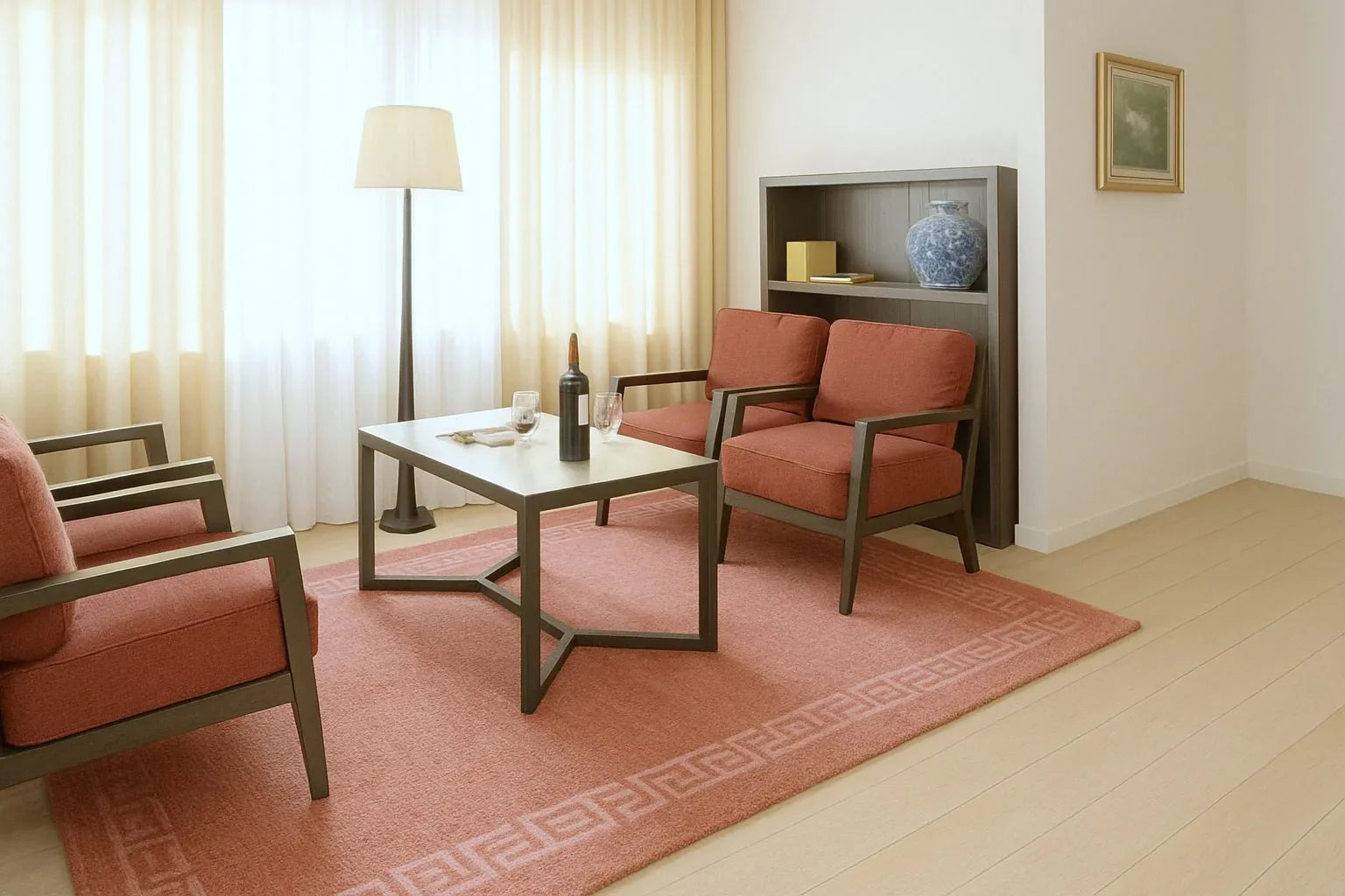 Tapis Paris Greco Rose – Laine NZ & Viscose – Design Géométrique Tufté Main - Tapis Contemporains à Prix Outlet - Bel-Deco