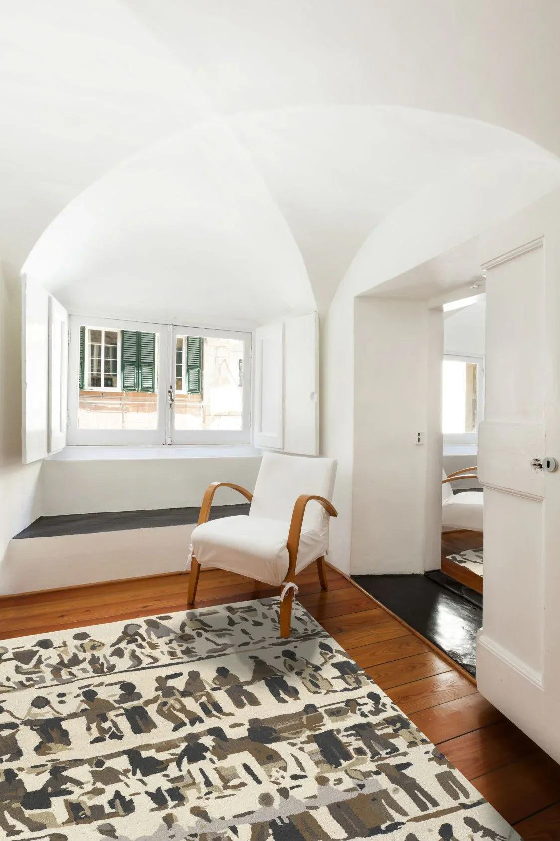 Teppich Beige Braun aus Wolle und Viskose – Paris Diversity, im Wohnzimmer