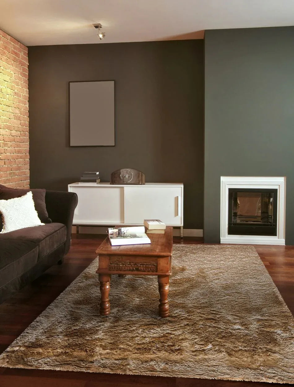 Tapis Berka Or – Shaggy Soyeux – Confort et Simplicité - Tapis Contemporains à Prix Outlet - Bel-Deco