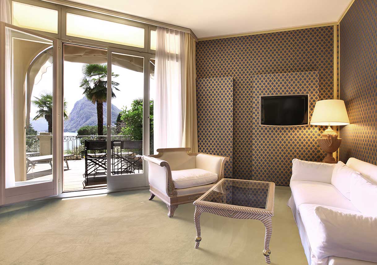 Pacs: Tapis Grand Passage Uni Gris Brillant et Soyeux
