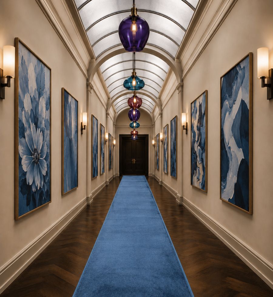 Pacs - 5570-226 : Grand Tapis Uni Bleu Brillant et Soyeux (Haute Résistance)