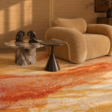 Tapis abstrait orange à poils ras en polyamide 140x200 – Fusion
