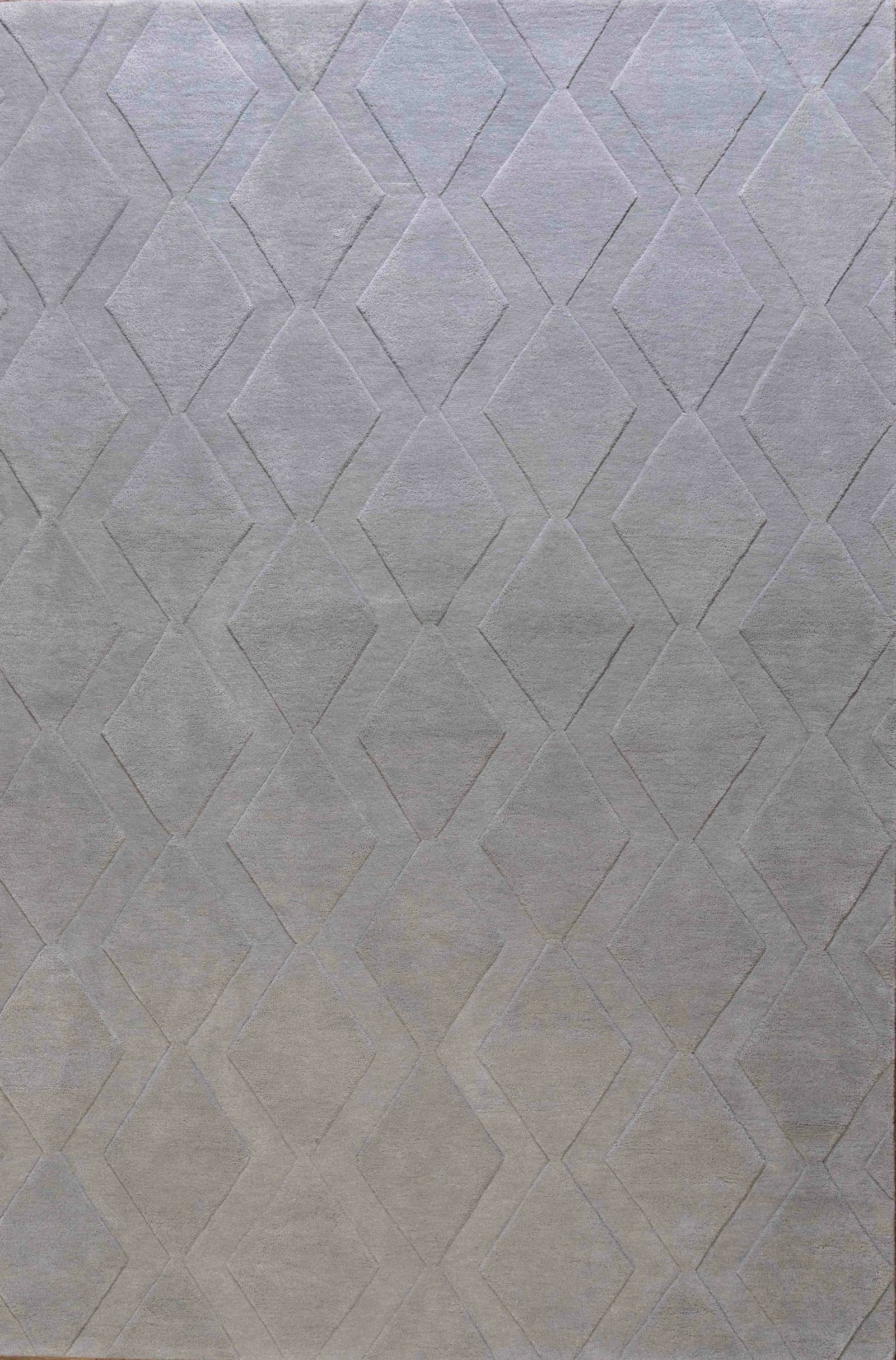 Grand tapis relief et motifs géométriques gris - 100% laine NZ- DEEP 3D