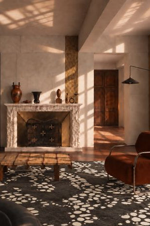 Auckland-Teppich in Schwarz und Elfenbein – 100 % neuseeländische halbgekämmte Wolle – handgetuftet