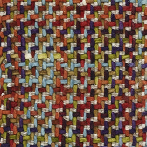 Gros plan sur la texture du tapis coloré en laine avec effet tweed-tartan, montrant les détails du tissage