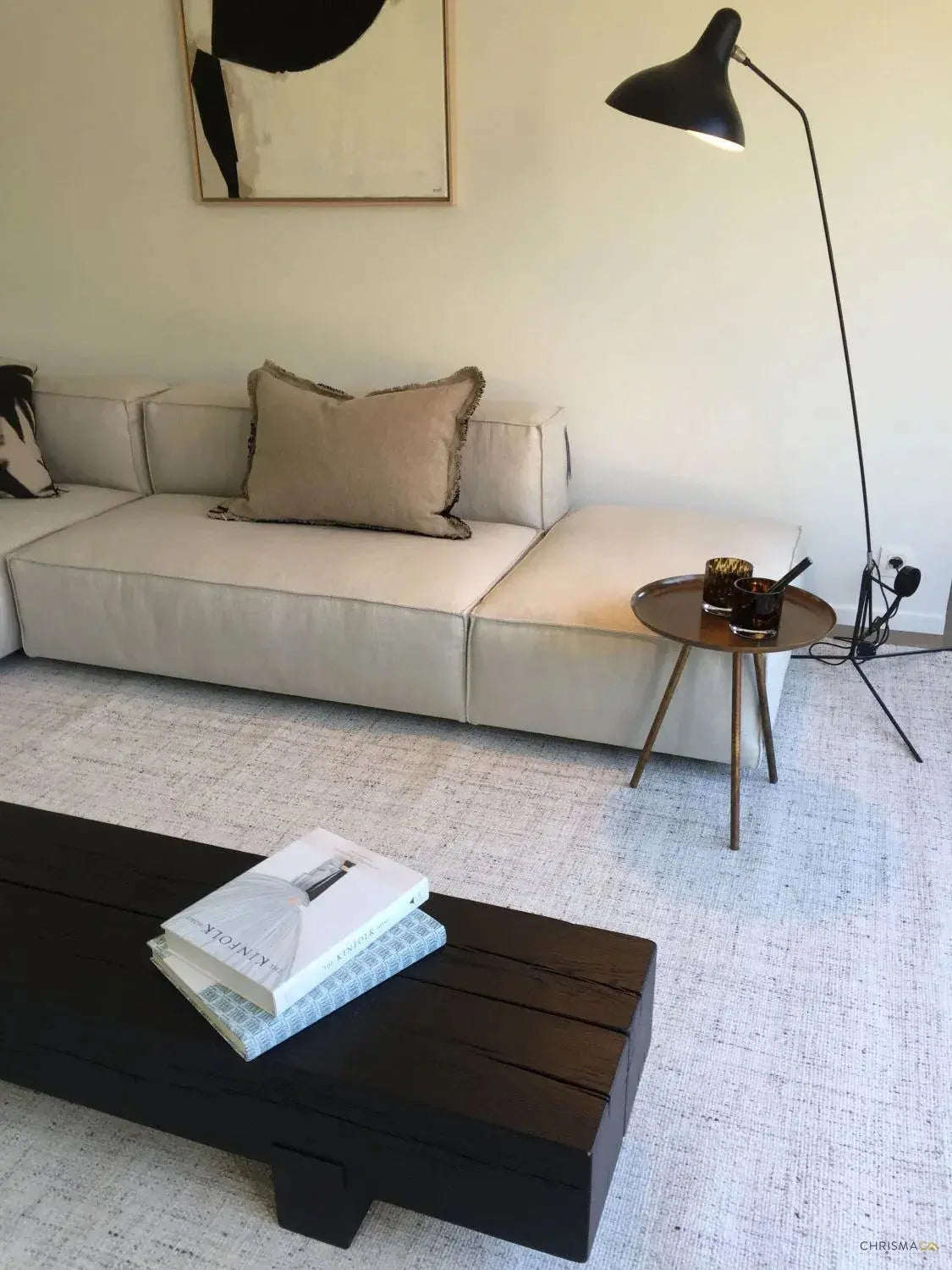 Hamilta - tapis ivoire et gris en laine, viscose et polyester - Tapis Contemporains à Prix Outlet - Bel-Deco
