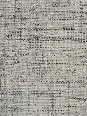 Détail du tapis blanc gris tissé main – gros plan sur la texture mêlant laine et viscose