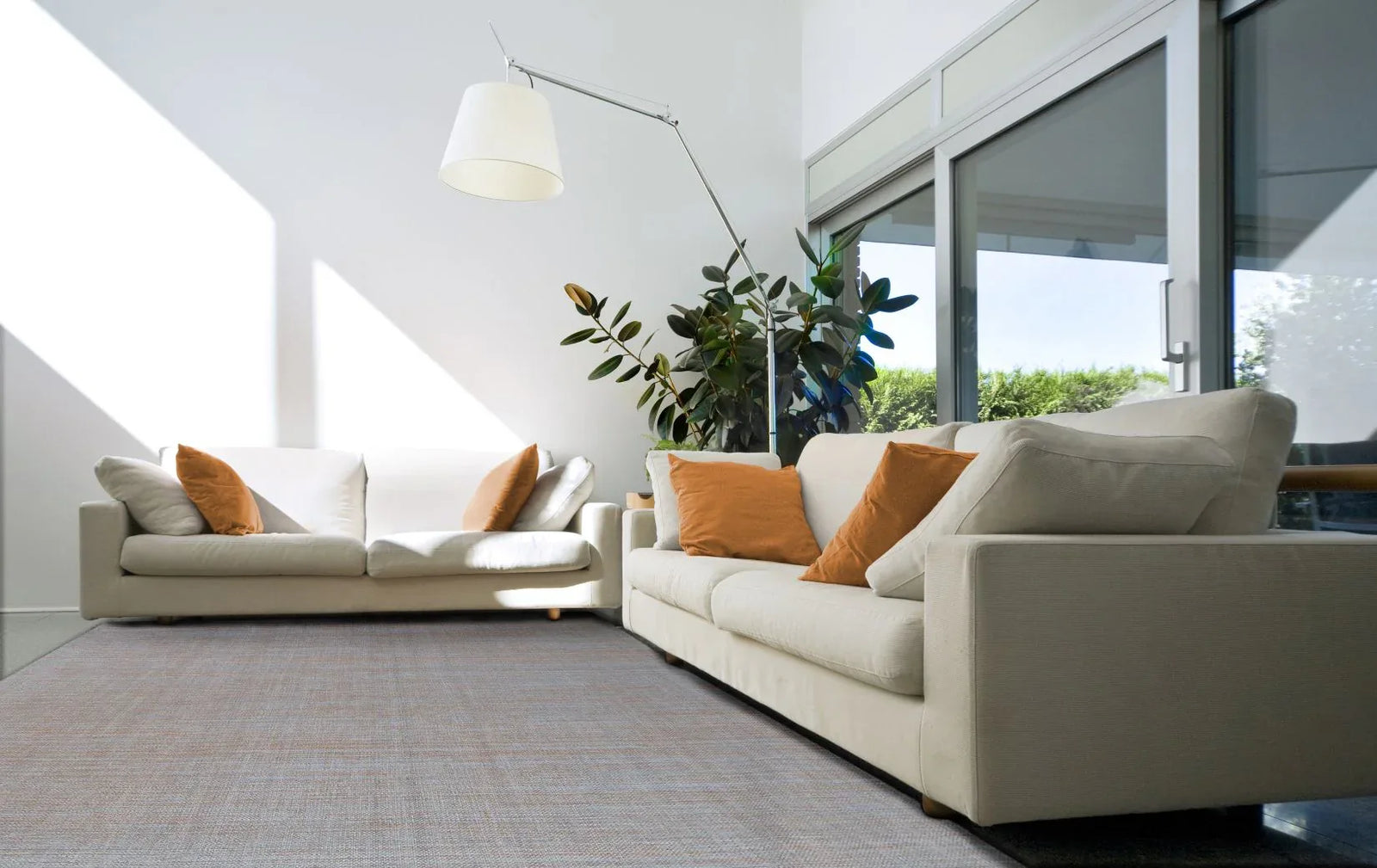 Hamilta - tapis gris et orange en laine, viscose et polyester - Tapis Contemporains à Prix Outlet - Bel-Deco