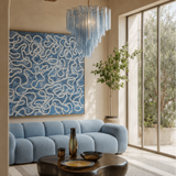Teppich Weiß Geometrisch aus Seide und Wolle – Tribal, im Wohnzimmer