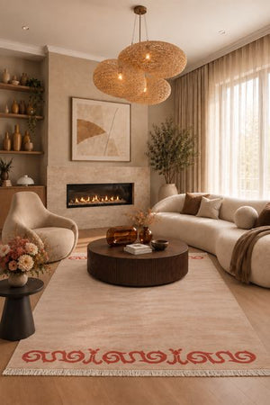 Large patterned rug, 100% New Zealand wool, for living room on sale