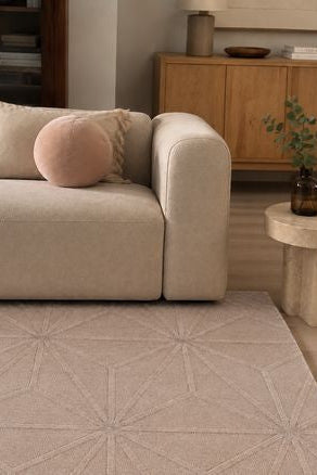 Large Legend Beige Rug – 100% Linen – Hand-knotted with a raised design