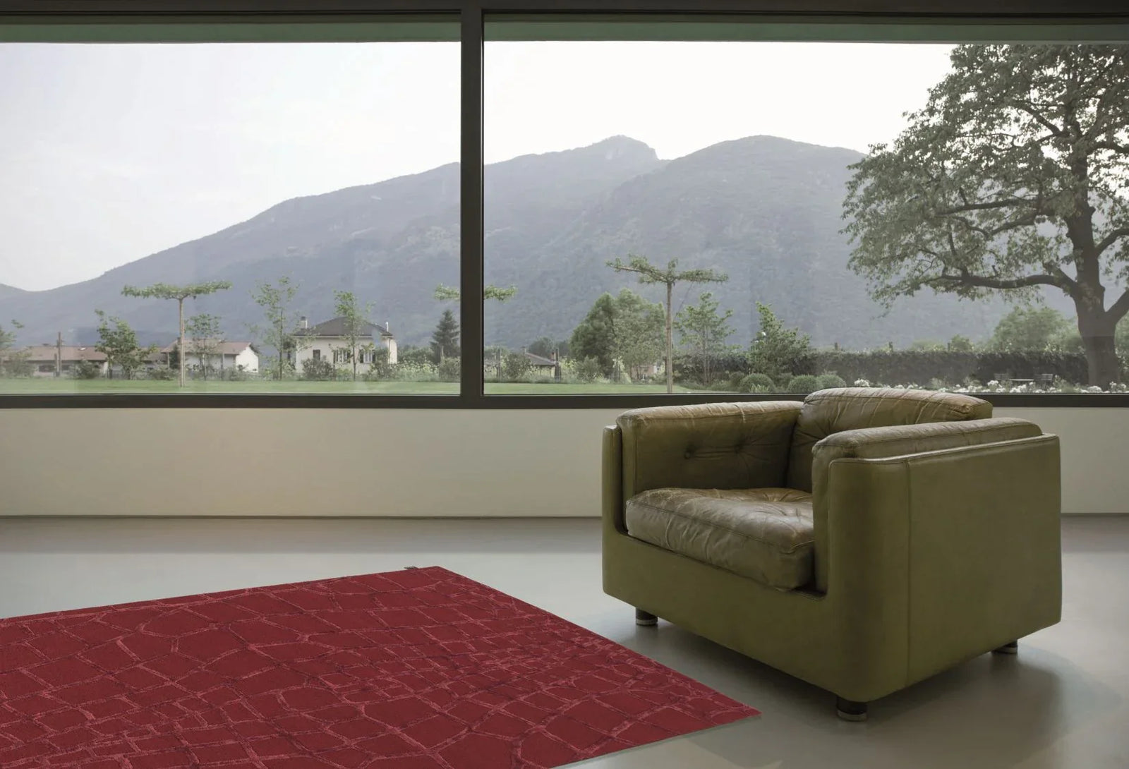Tapis Harmony Rouge – Laine NZ & Viscose Motif Python - Tapis Contemporains à Prix Outlet - Bel-Deco