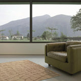 Beige Wool and Viscose Rug – Harmony, in a living room (2)