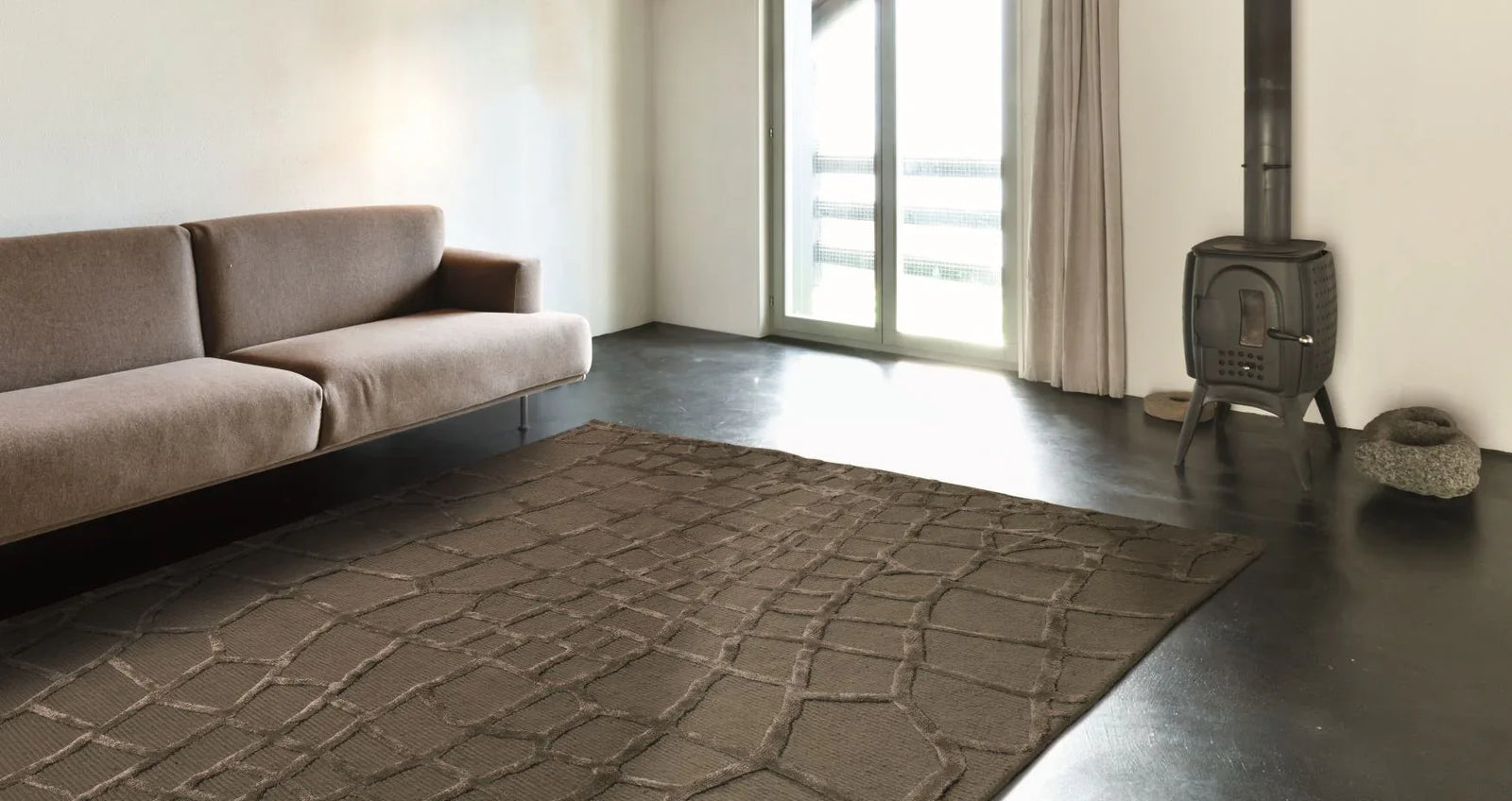 Tapis Harmony Brun – Laine NZ & Viscose Motif Python - Tapis Contemporains à Prix Outlet - Bel-Deco