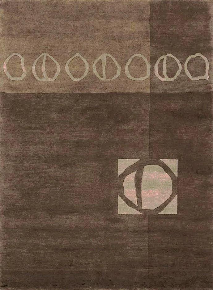 Alfombra geométrica marrón de pelo corto de lana – Indianna – vista completa de la alfombra