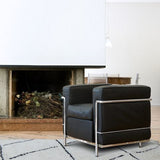 White Berber Wool Rug – Zaghouan, in a living room