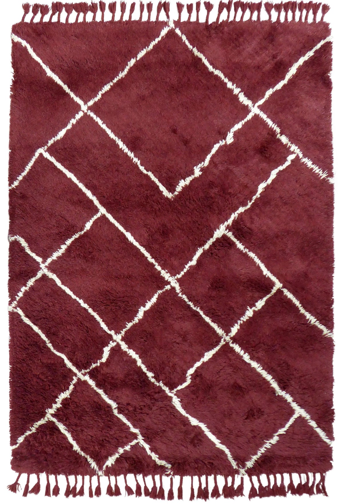 Alfombra bereber roja de lana – Zaghouan – vista completa de la alfombra
