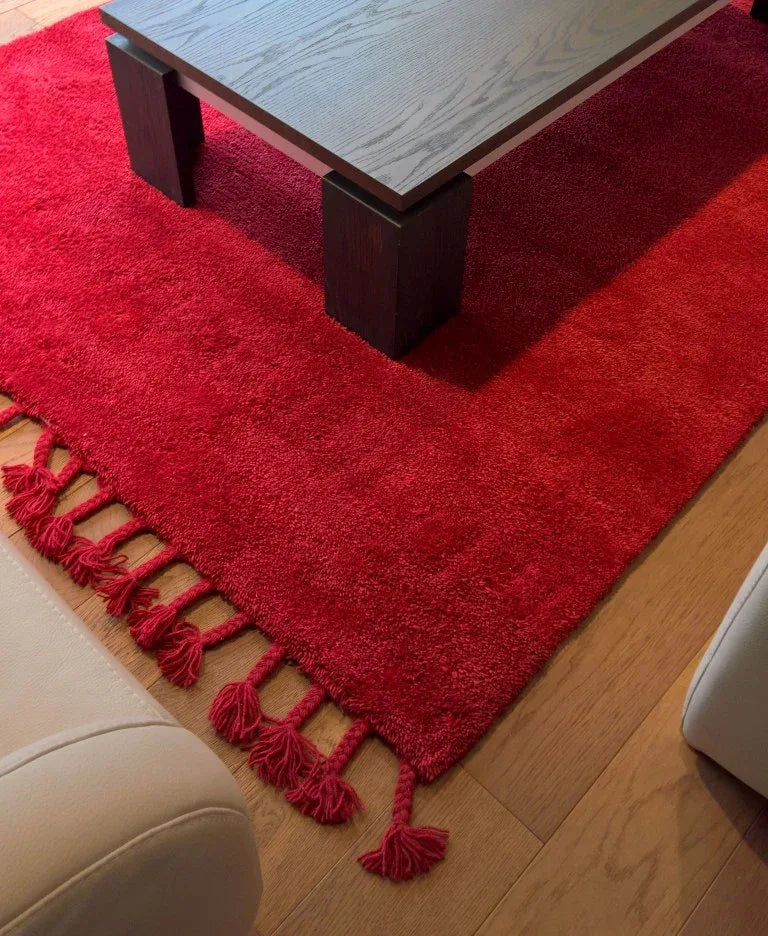 Tapis Boumia Rouge – 100% Laine de Nouvelle-Zélande – Style Berbère Tufté Main - Tapis Contemporains à Prix Outlet - Bel-Deco