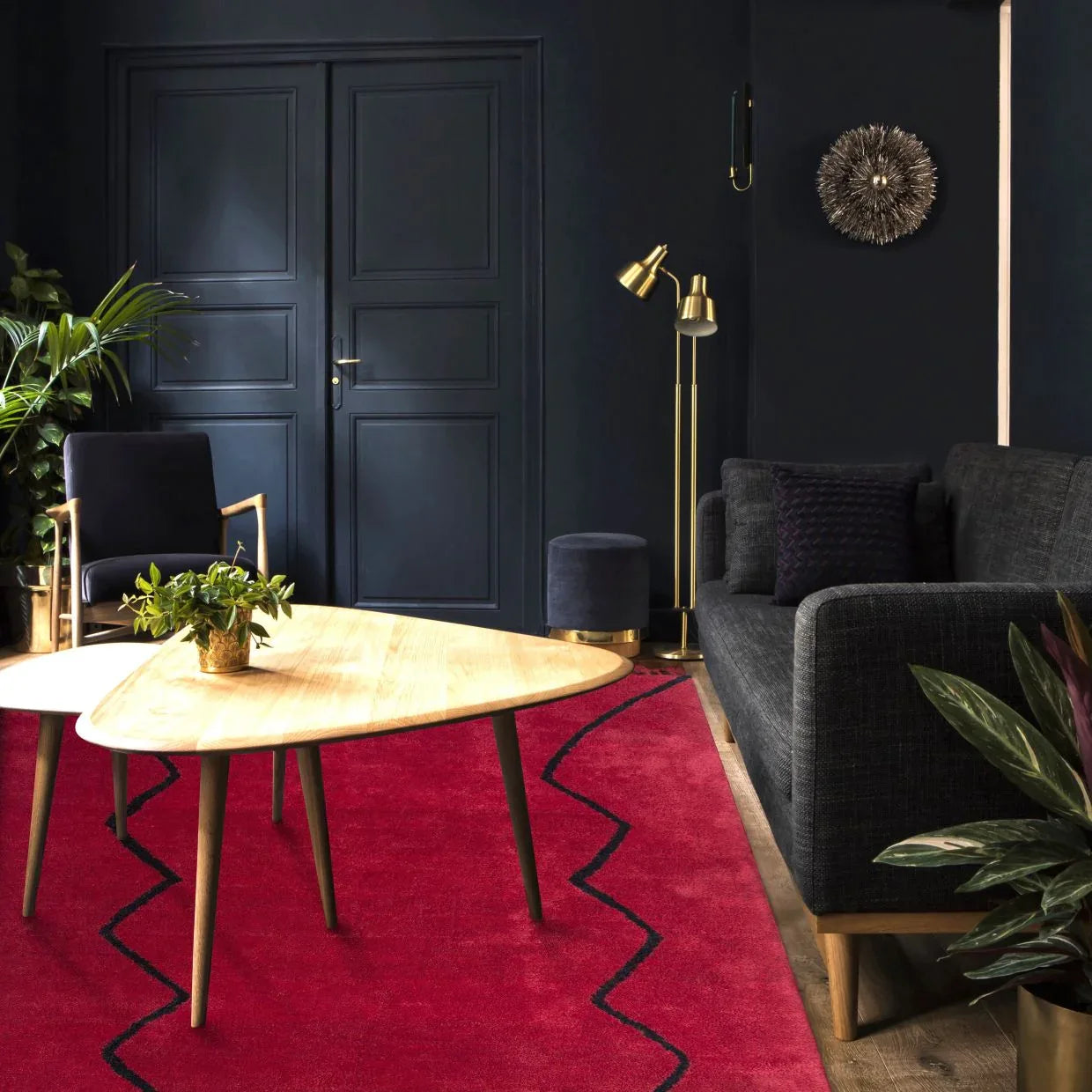Boumia – Roter und schwarzer Wollteppich – Moderne Teppiche zu Outletpreisen – Bel-Deco