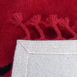 Tapis berbère rouge et noir en laine – Boumia : envers du tapis