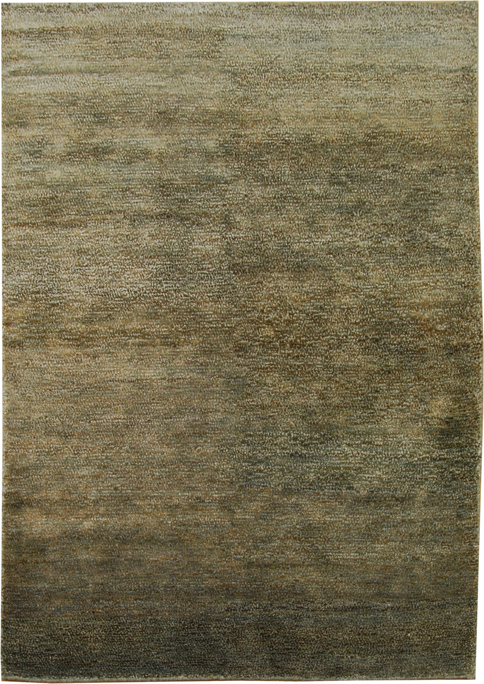 Sena-tapijt, grijsgroen en brons – bamboe, zijde en jute – vintage stijl