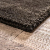 Teppich Dunkelbraun aus Wolle – Bhurkan – Detail der Kante