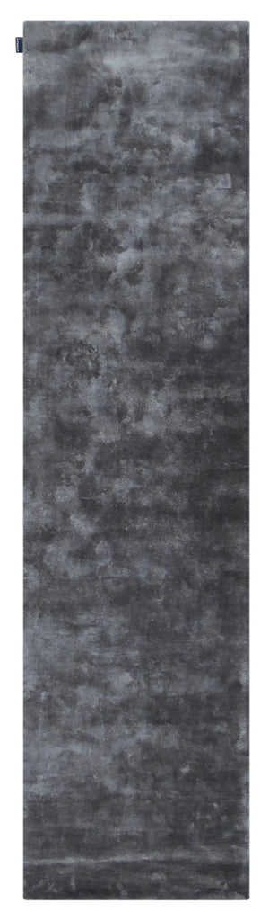 Tapis de couloir gris brillant en bambou fait main, vue de face – texture soyeuse et finition élégante