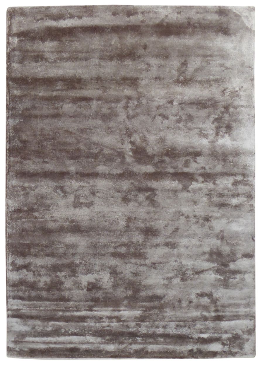 Tapis gris clair taupe brillant en bambou fait main, vue de face – texture douce et finition luxueuse