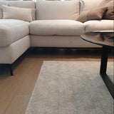 Light Grey Wool & Viscose Rug – Mutza, in a living room