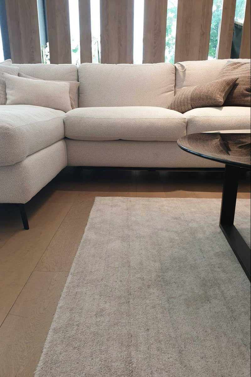 Mutza - Grijs-wit wollen en viscose vloerkleed - Moderne vloerkleden tegen outletprijzen - Bel-Deco