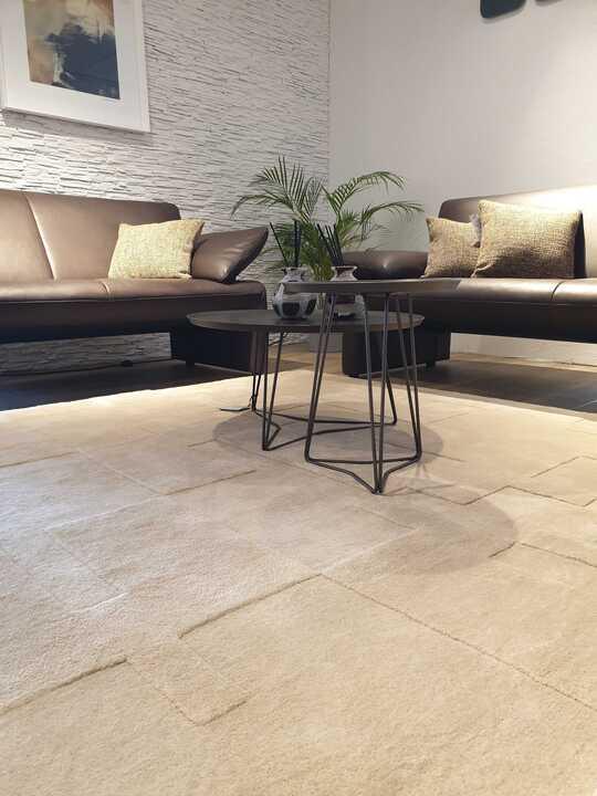 Tapis Deep 3D Ivoire – 100% Laine de Nouvelle-Zélande – Design Géométrique Sculpté - Tapis Contemporains à Prix Outlet - Bel-Deco