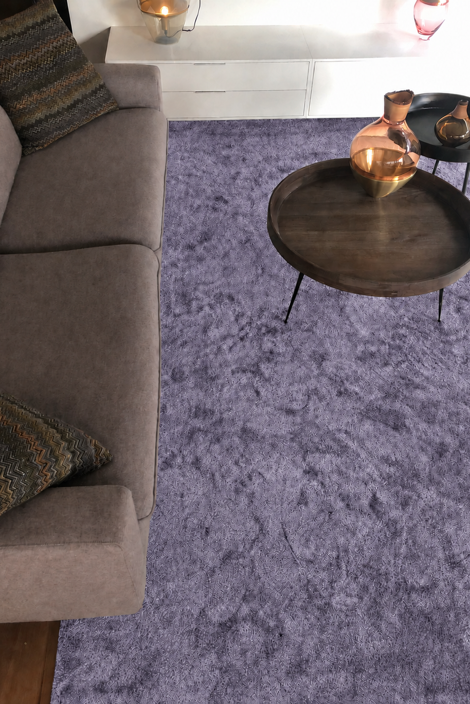 Tapis de couloir Uni Violet Brillant et Soyeux (Haute Résistance) - Pacs (140x200, 200x200 et 200x215)