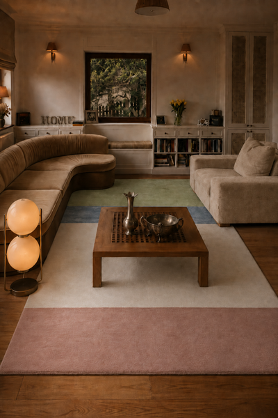 Tapis contemporain multicolore en Laine & Viscose - Design Géométrique Jean-François D'OR