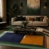 Vloerkleed meerkleurig – en Laine et Viscose, in een woonkamer (2)