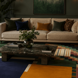 Vloerkleed meerkleurig – en Laine et Viscose, in een woonkamer