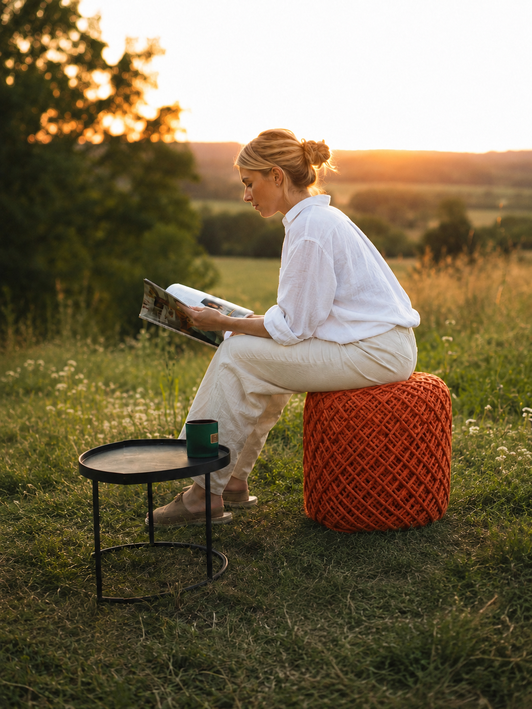 Designer poef van 100% wol – Chique, comfortabel en tijdloos.