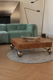 Kleiner runder grauer Teppich für das Wohnzimmer, aus 100 % neuseeländischer Wolle