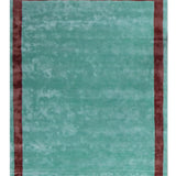 Blue and Burgundy Viscose Rug – Annamitique – full view of the rug