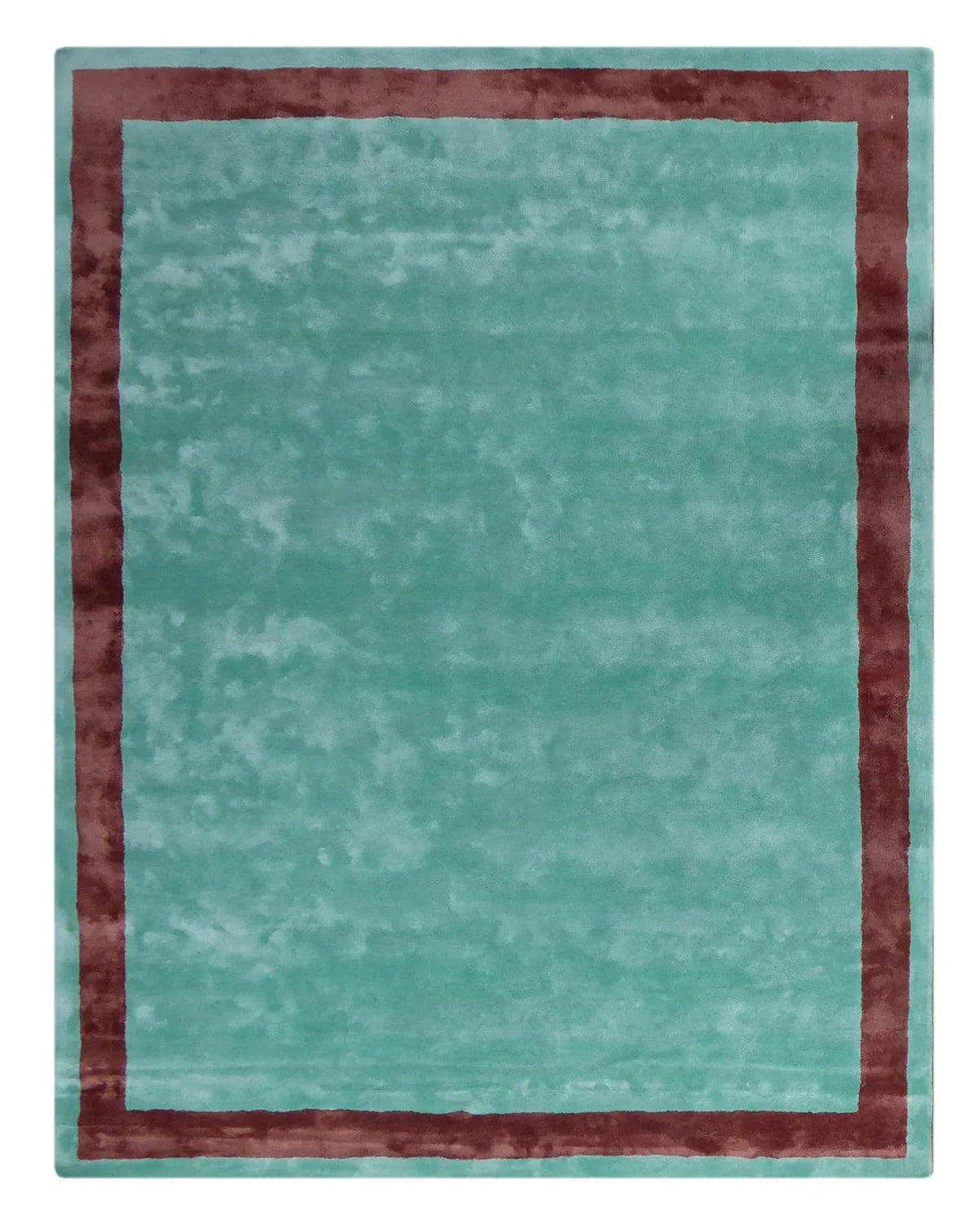 Blue and Burgundy Viscose Rug – Annamitique – full view of the rug
