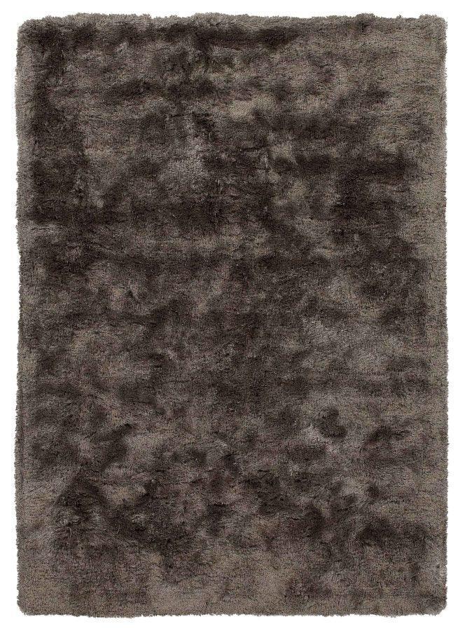 Alfombra gris oscura de pelo largo de poliéster – Berka – vista completa de la alfombra