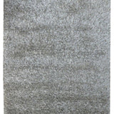 Ivory and Grey Shaggy Wool and Silk Rug – Laurita – full view of the rug