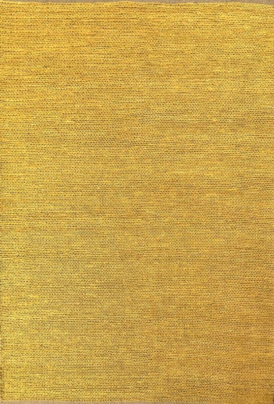 Tapis d’été en jute jaune vif — vue de face. Elégant et naturel, au tissage fin et chaleureux