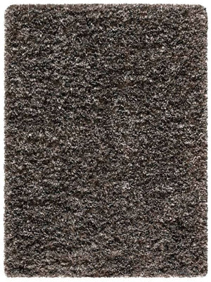 Tapis à poils longs gris foncé bronze brillant vu de face, texture douce et reflets élégants
