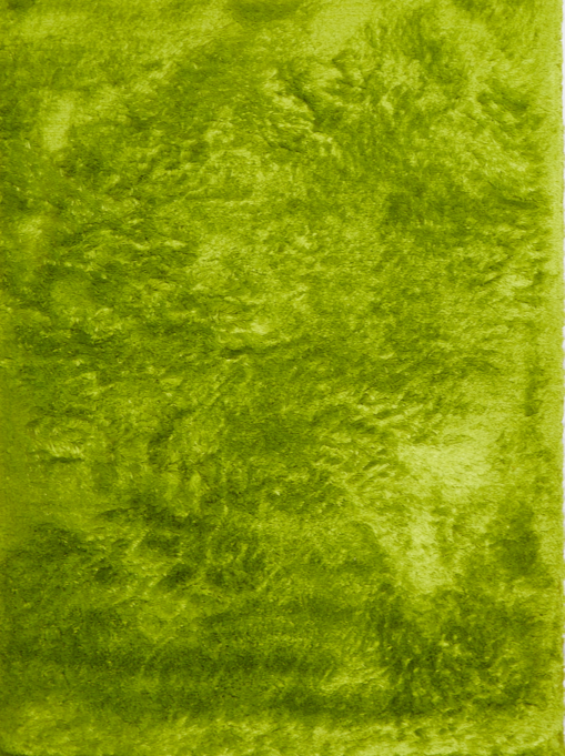 Elégant et soyeux tapis à mèches longues vertes en polyester