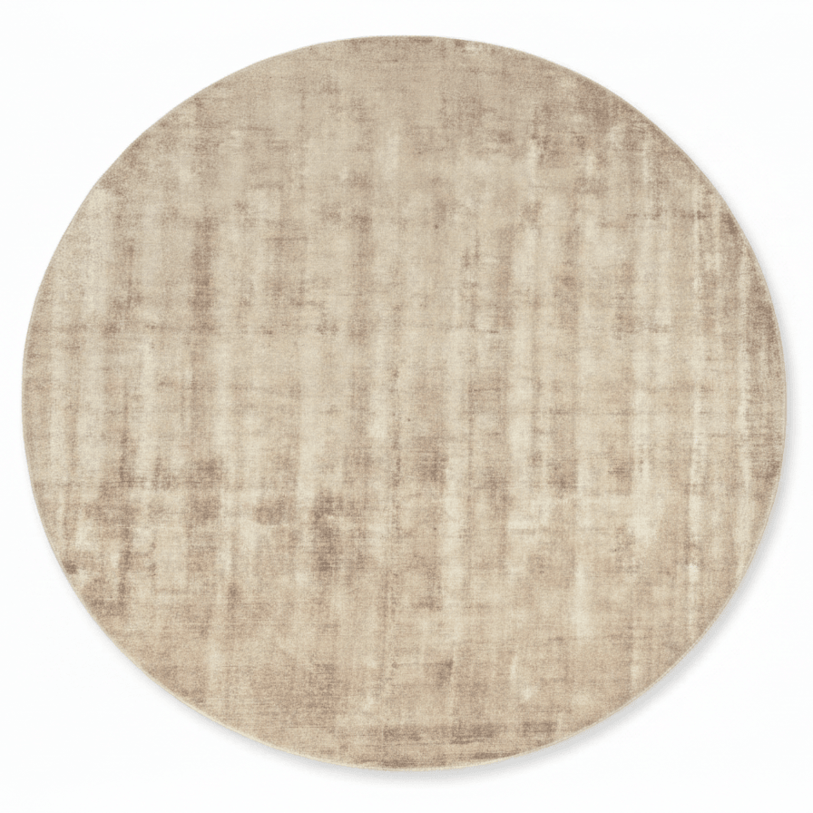 Tapis rond vintage beige en viscose – Erica : vue d'ensemble du tapis