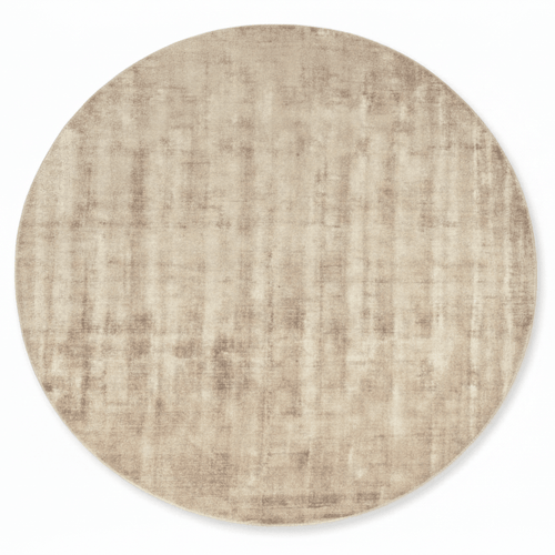 Tapis rond vintage beige en viscose – Erica : vue d'ensemble du tapis