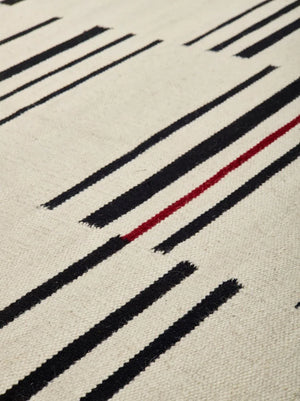 Hazara – Elfenbeinfarbener, schwarzer und roter Wollteppich – Moderne Teppiche zu Outletpreisen – Bel-Deco