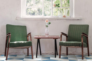 Hazara - Ivoor, beige en blauw wollen vloerkleed - Moderne vloerkleden tegen outletprijzen - Bel-Deco